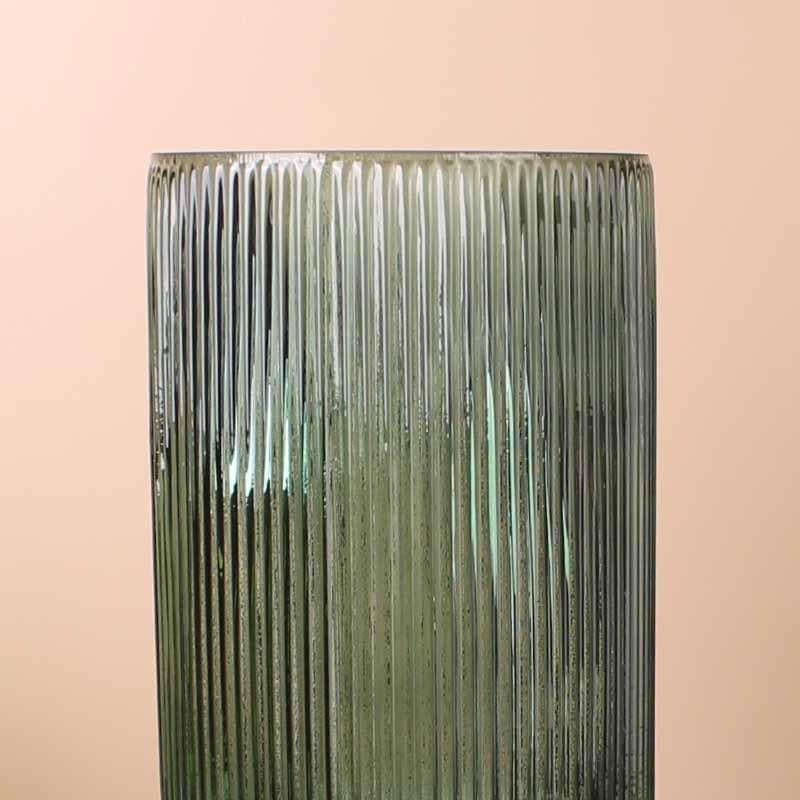 Buy Pitter-Patter Ribbed Vase - Green Vase from Vaaree