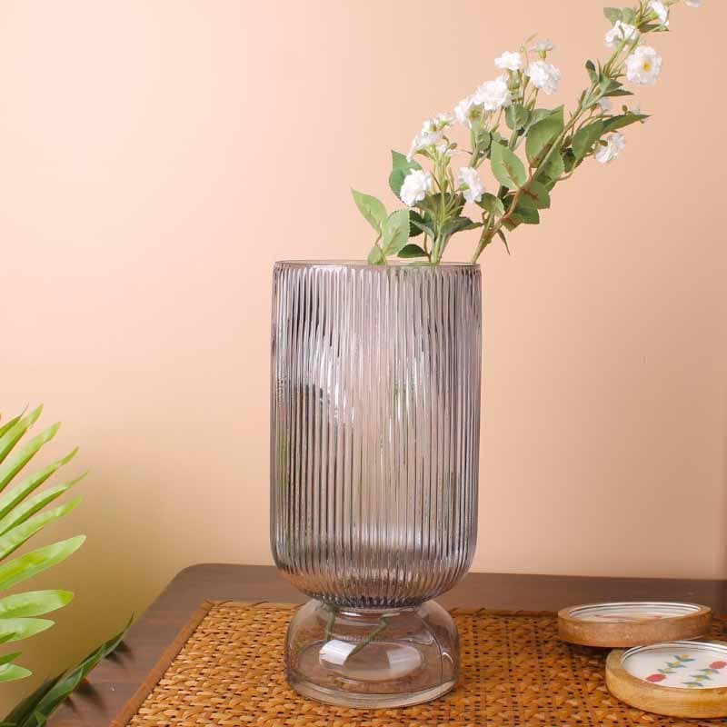 Buy Pitter-Patter Ribbed Vase - Grey Vase from Vaaree