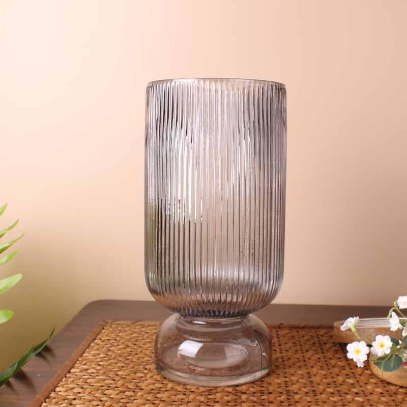 Buy Pitter-Patter Ribbed Vase - Grey Vase from Vaaree