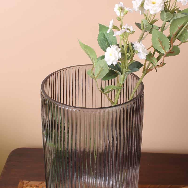 Buy Pitter-Patter Ribbed Vase - Grey Vase from Vaaree