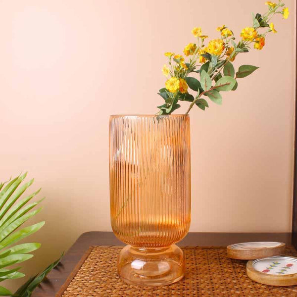 Buy Pitter-Patter Ribbed Vase - Orange Vase from Vaaree