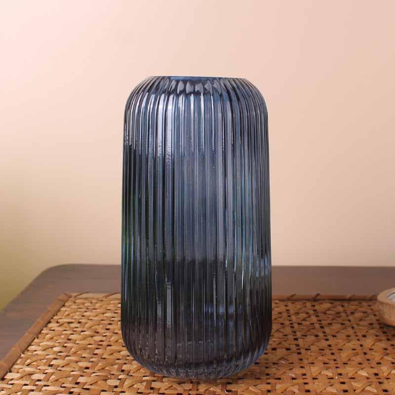 Buy Rebecca Ribbed Vase - Blue Vase from Vaaree