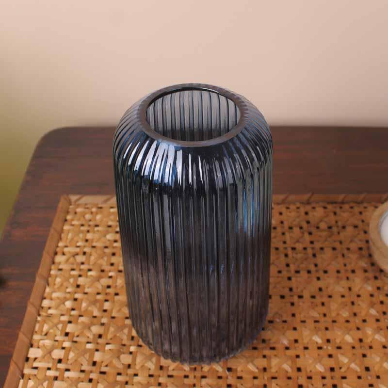 Buy Rebecca Ribbed Vase - Blue Vase from Vaaree