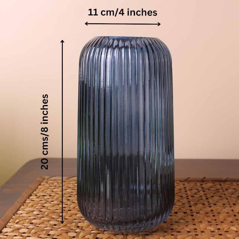 Buy Rebecca Ribbed Vase - Blue Vase from Vaaree