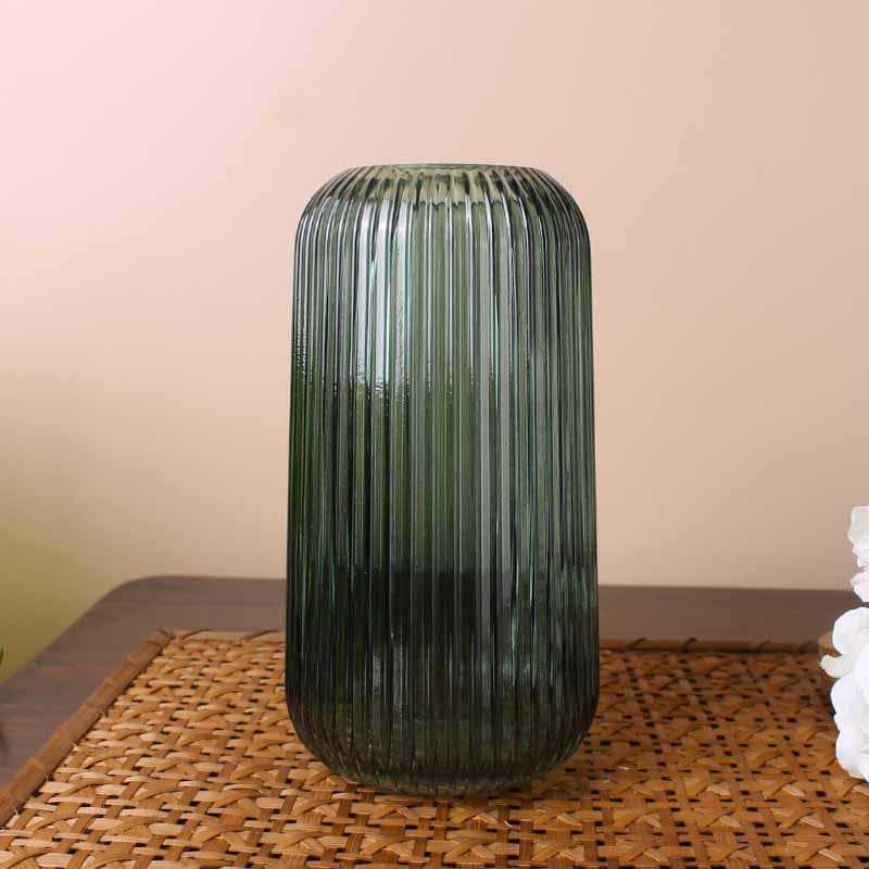 Buy Rebecca Ribbed Vase - Green Vase from Vaaree