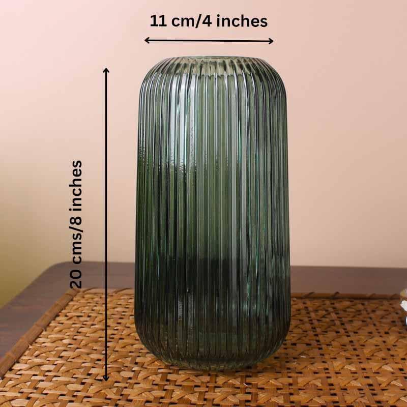 Buy Rebecca Ribbed Vase - Green Vase from Vaaree