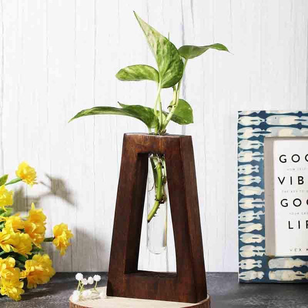 Buy Vase - Rhombus Testube Planter - Dark Brown at Vaaree online