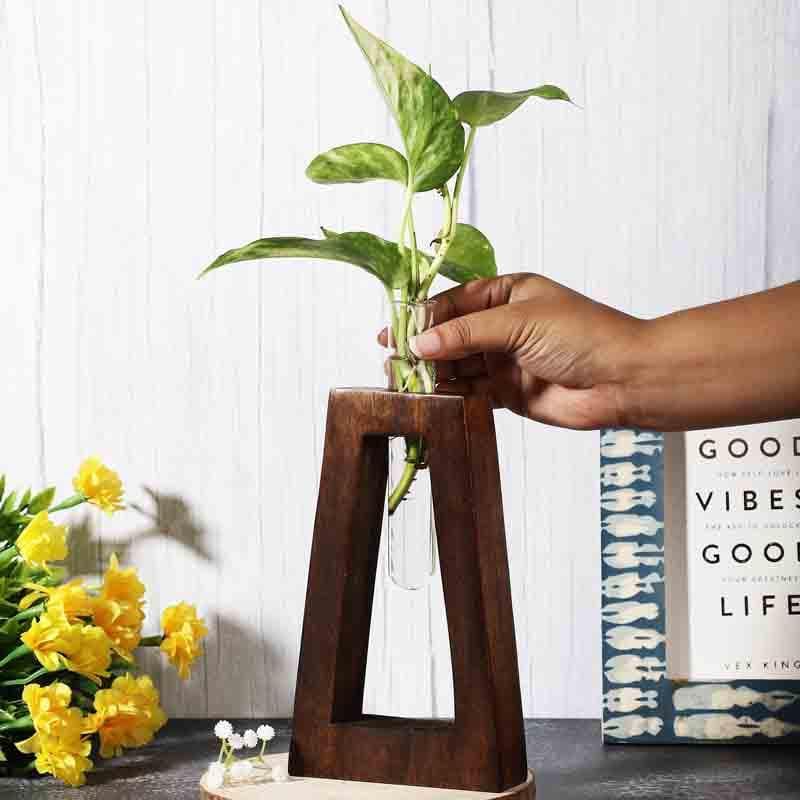 Buy Rhombus Testube Planter - Dark Brown Vase from Vaaree