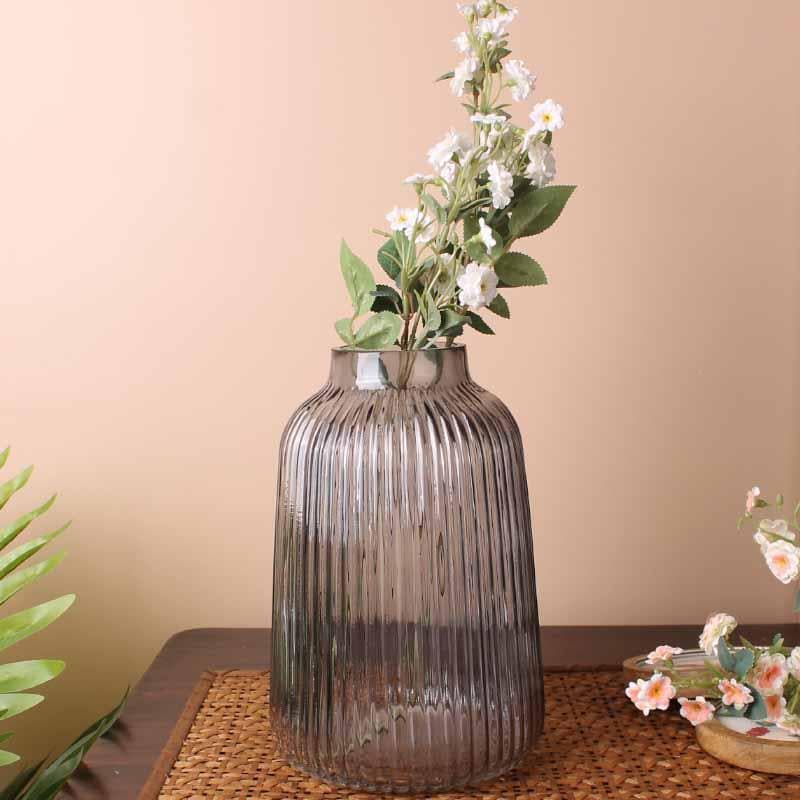 Buy Stella Ribbed Vase - Grey Vase from Vaaree