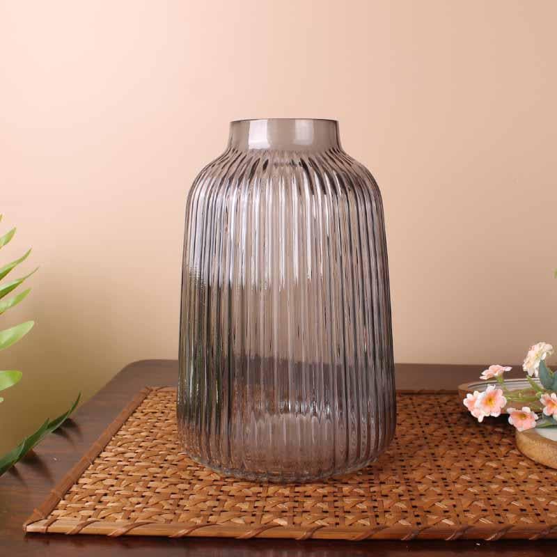 Buy Stella Ribbed Vase - Grey Vase from Vaaree