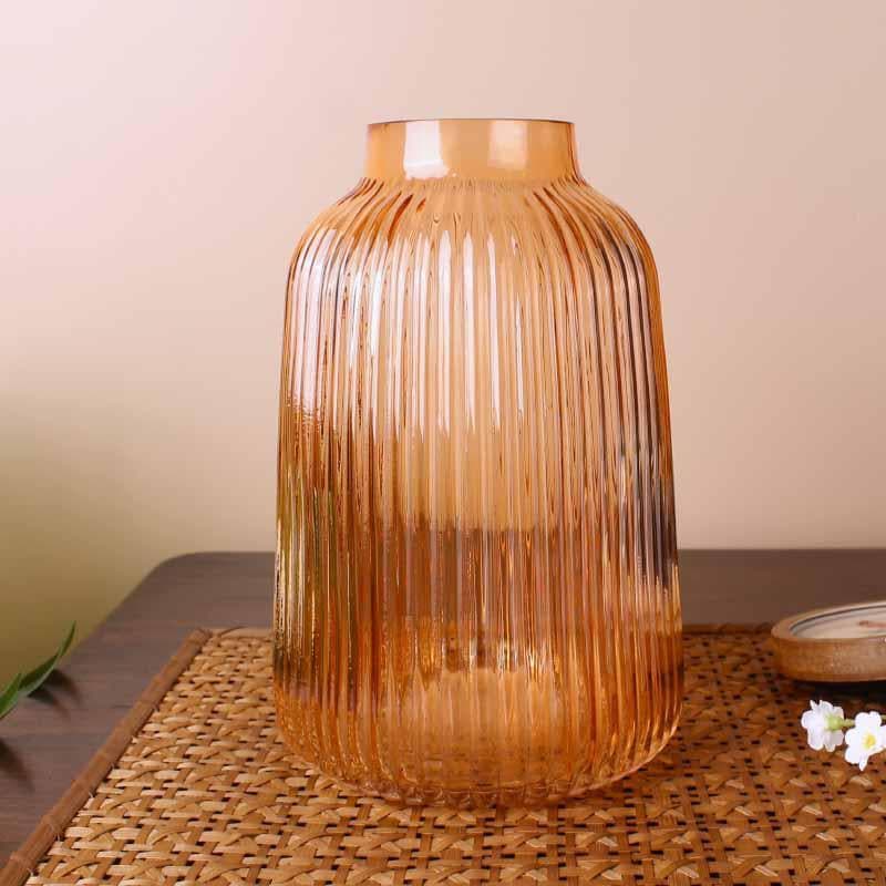 Buy Stella Ribbed Vase - Orange Vase from Vaaree