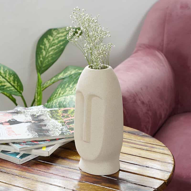 Buy The Straight Face Vase - Beige Vase from Vaaree