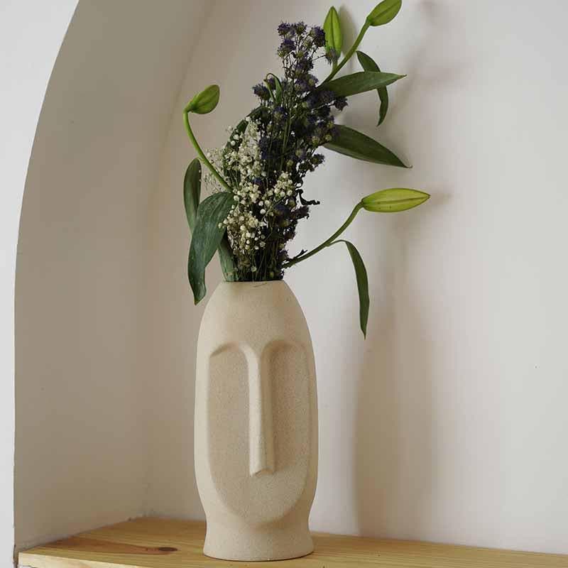 Buy The Straight Face Vase - Beige Vase from Vaaree