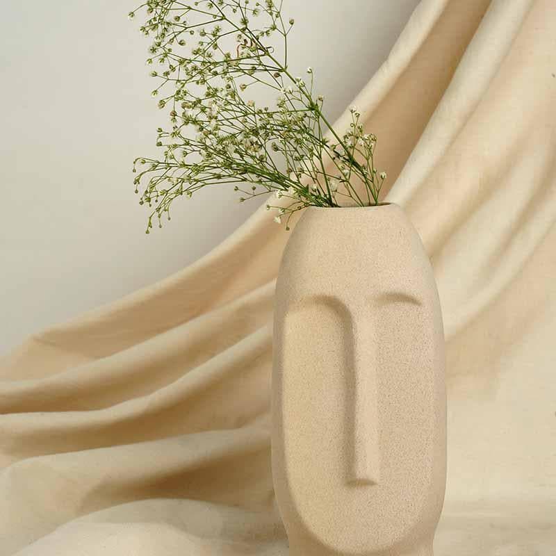 Buy The Straight Face Vase - Beige Vase from Vaaree