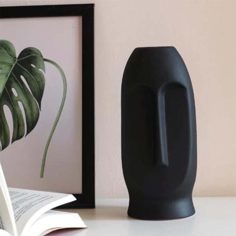 Buy The Straight Face Vase - Black Vase from Vaaree