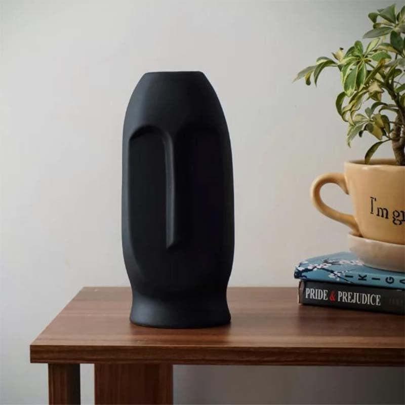 Buy The Straight Face Vase - Black Vase from Vaaree