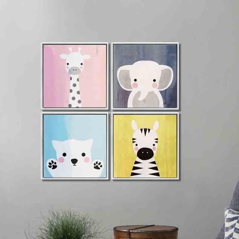 Buy Baby Animals Wall Art - Set Of Four Wall Art & Paintings from Vaaree