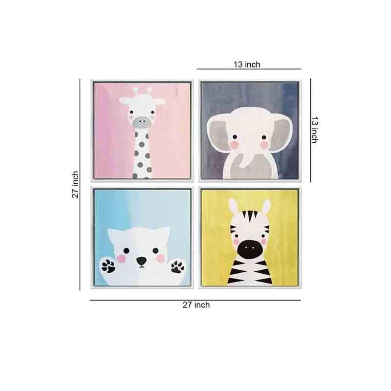 Buy Baby Animals Wall Art - Set Of Four Wall Art & Paintings from Vaaree