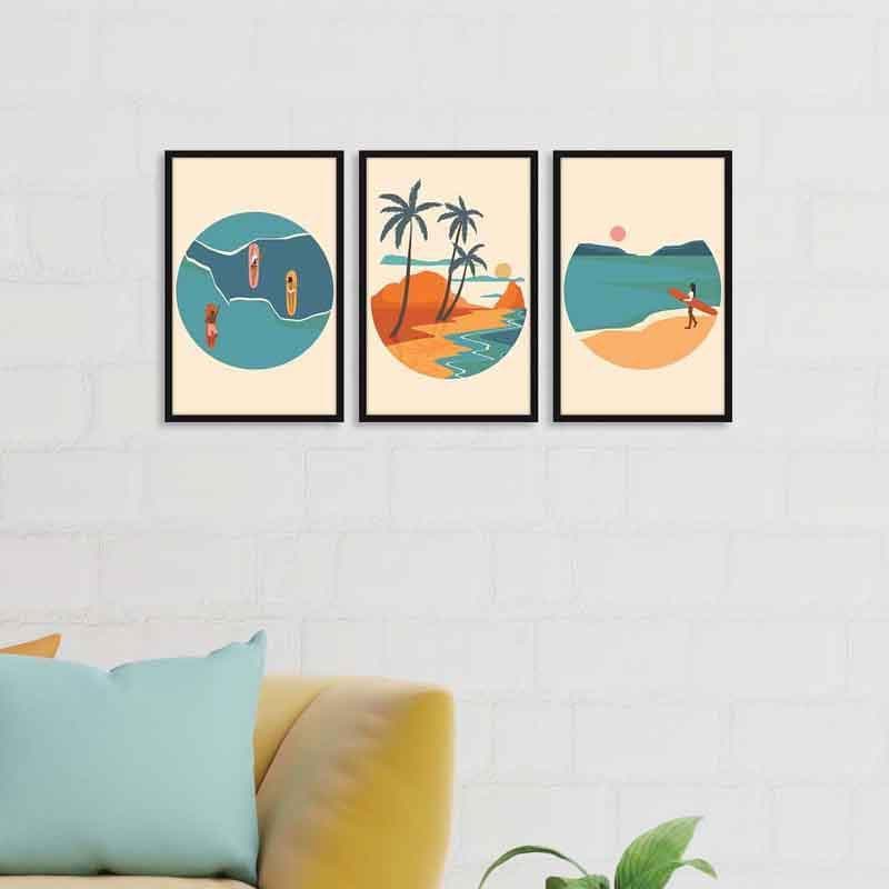 Buy Beach Vacay Wall Art - Set Of Three Wall Art & Paintings from Vaaree