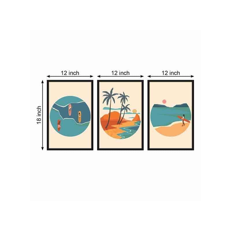 Buy Beach Vacay Wall Art - Set Of Three Wall Art & Paintings from Vaaree