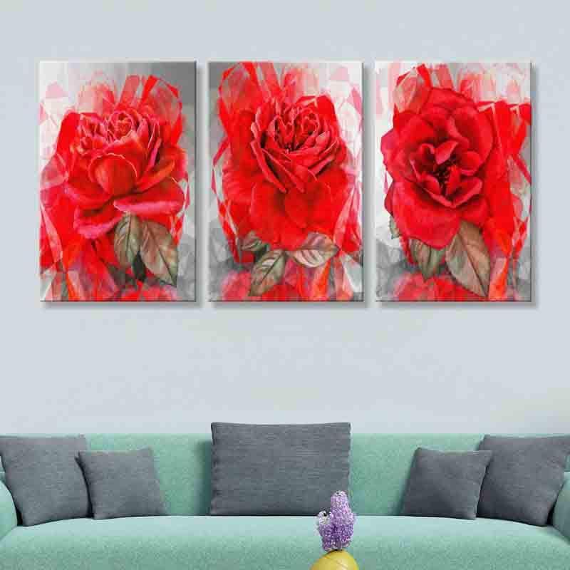 Wall Art & Paintings - Big Rose Wall Art - Set Of Three