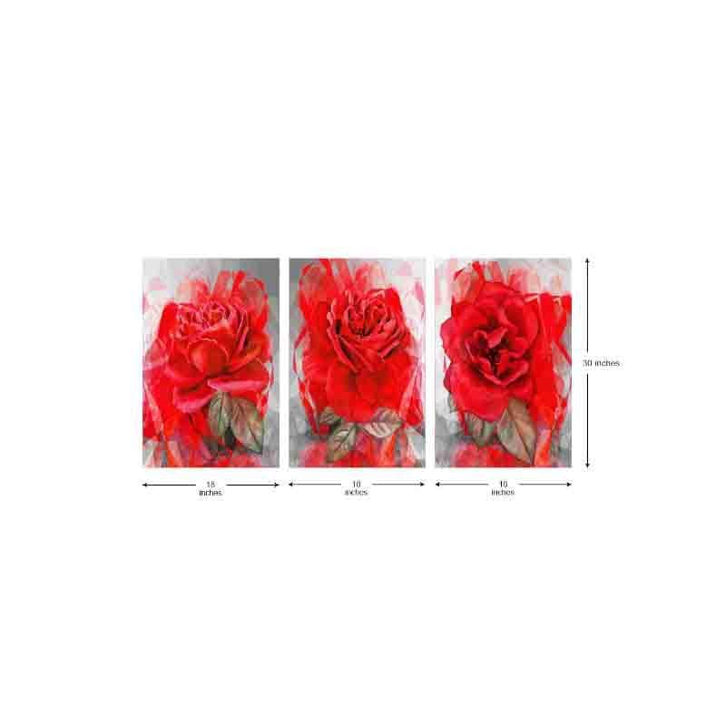 Wall Art & Paintings - Big Rose Wall Art - Set Of Three