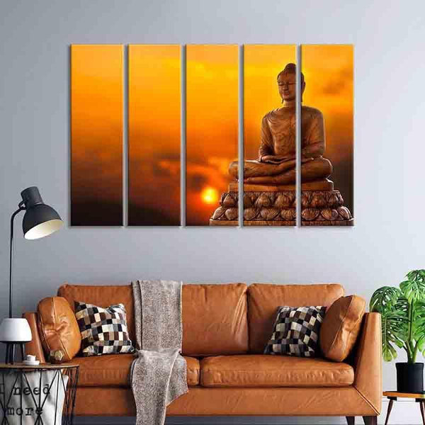 Wall Art & Paintings - Buddha In Meditation Wall Art - Set Of Five