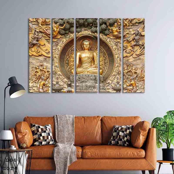 Wall Art & Paintings - Buddha Shrine Wall Art - Set Of Five