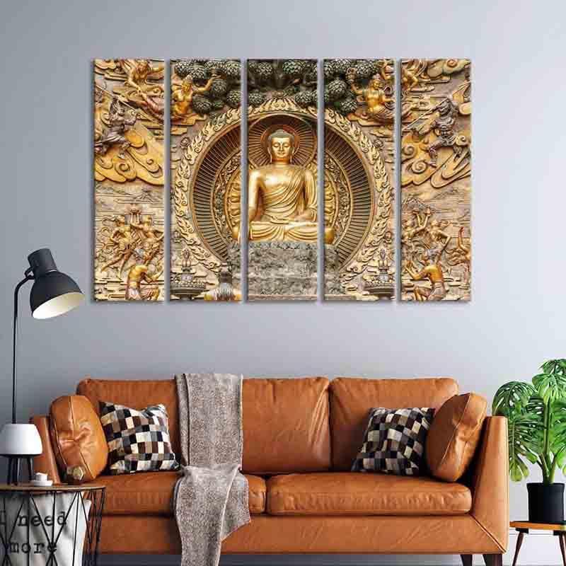 Buy Buddha Shrine Wall Art - Set Of Five Wall Art & Paintings from Vaaree