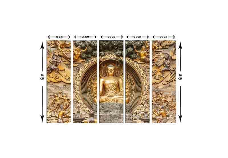 Wall Art & Paintings - Buddha Shrine Wall Art - Set Of Five