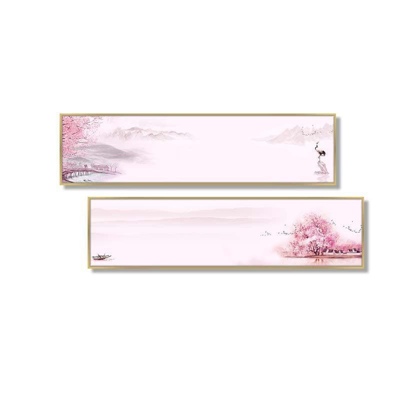 Wall Art & Paintings - Cherry Blossom Lake Wall Art - Set Of Two