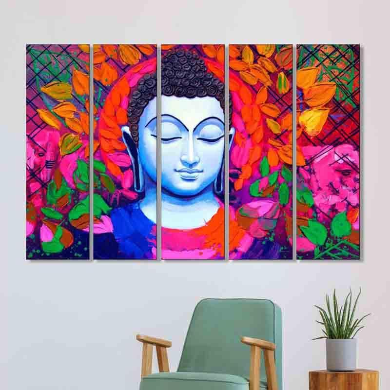 Wall Art & Paintings - Chromatic Buddha Wall Art - Set Of Five