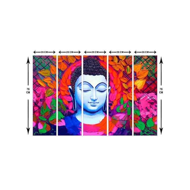 Wall Art & Paintings - Chromatic Buddha Wall Art - Set Of Five