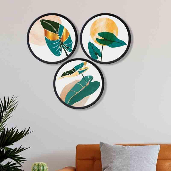 Buy Wall Art & Paintings - Folium Wall Art - Green - Set Of Three at Vaaree online