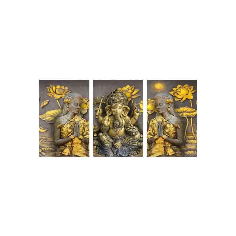 Wall Art & Paintings - Ganpati Bappa Wall Art - Set Of Three