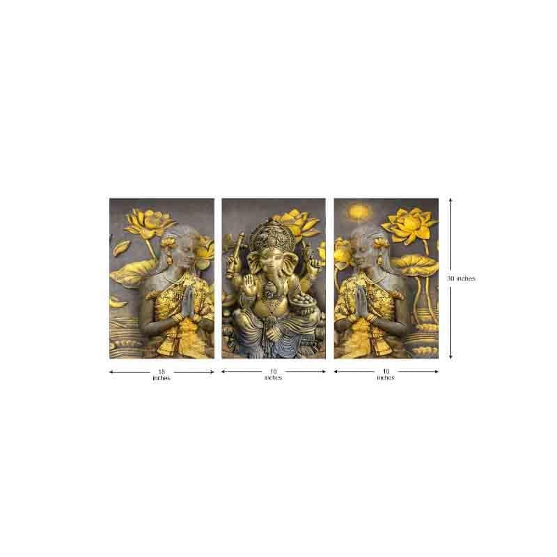 Wall Art & Paintings - Ganpati Bappa Wall Art - Set Of Three