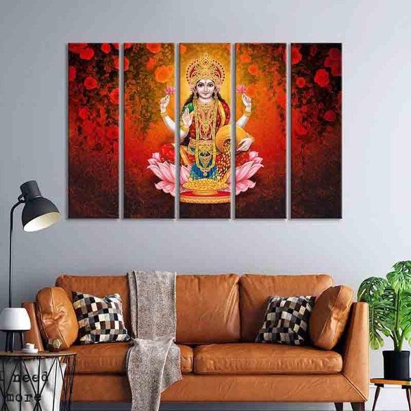 Wall Art & Paintings - Goddess Laxmi Wall Art - Set Of Five