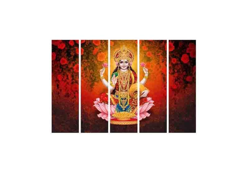 Wall Art & Paintings - Goddess Laxmi Wall Art - Set Of Five