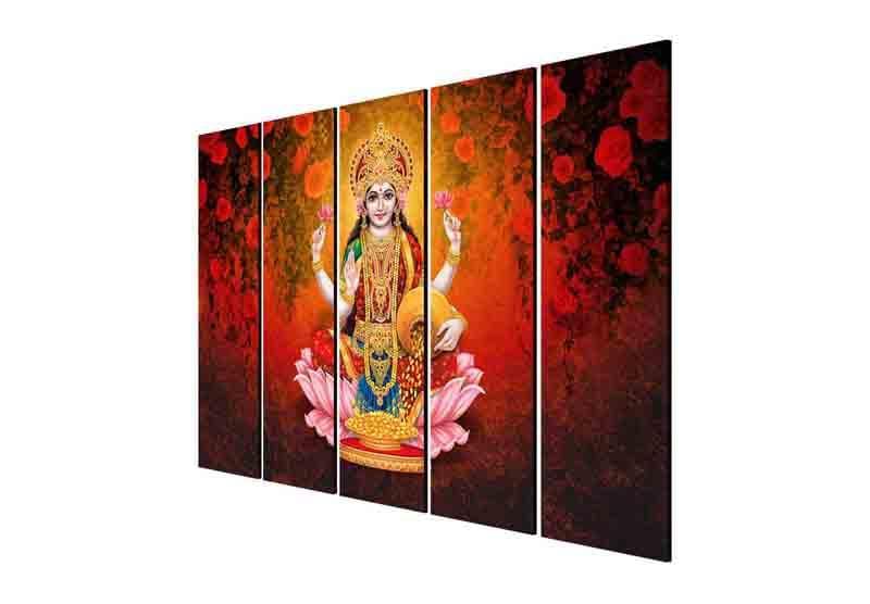 Wall Art & Paintings - Goddess Laxmi Wall Art - Set Of Five