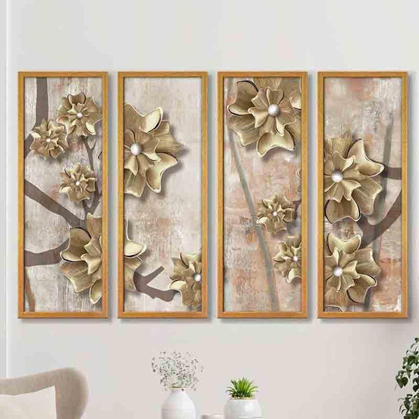 Wall Art & Paintings - Gold Blooms Wall Art - Set Of Four