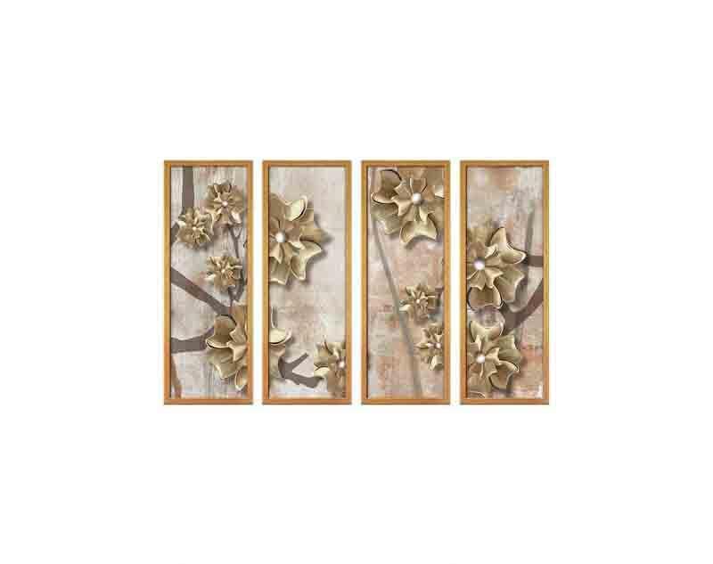 Buy Gold Blooms Wall Art - Set Of Four Wall Art & Paintings from Vaaree