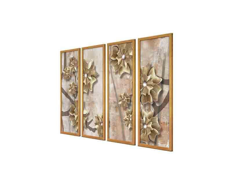 Buy Gold Blooms Wall Art - Set Of Four Wall Art & Paintings from Vaaree