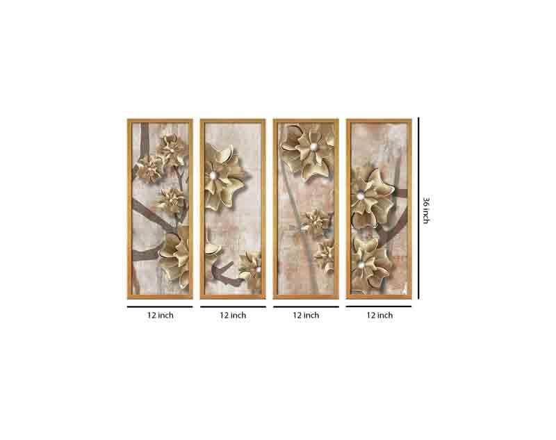 Buy Gold Blooms Wall Art - Set Of Four Wall Art & Paintings from Vaaree