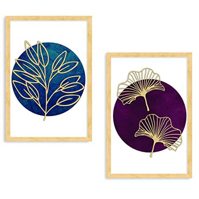 Wall Art & Paintings - Gold Etched Leaves Wall Art - Set Of Two