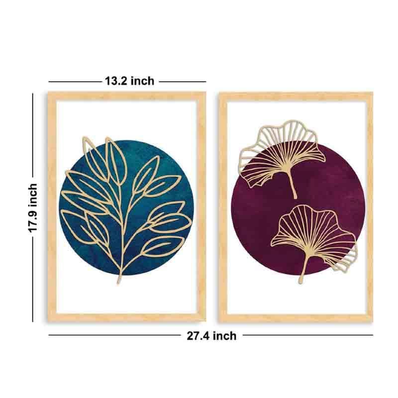 Wall Art & Paintings - Gold Etched Leaves Wall Art - Set Of Two