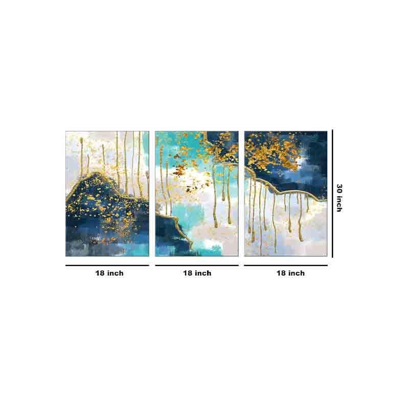 Wall Art & Paintings - Gold Waves Wall Art - Set Of Three