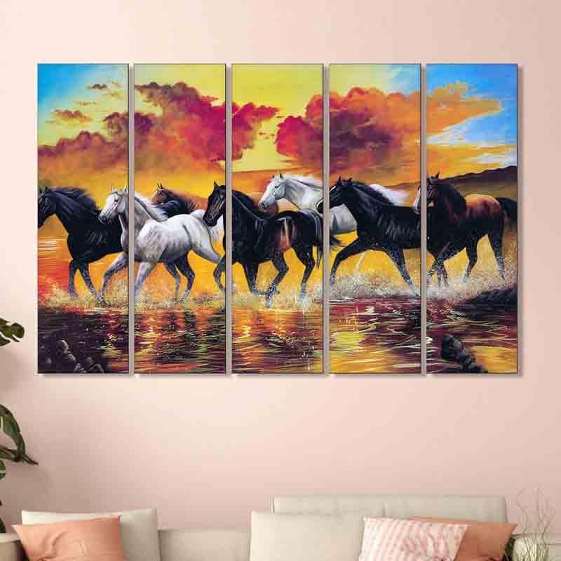 Wall Art & Paintings - Horse Herd Wall Art - Set Of Five