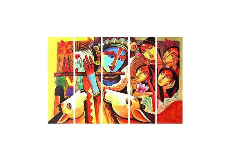 Wall Art & Paintings - Krishna Murari Wall Art - Set Of Five