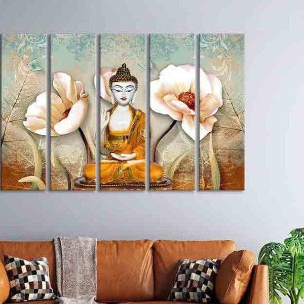 Wall Art & Paintings - Lord Buddha Wall Art - Set Of Five