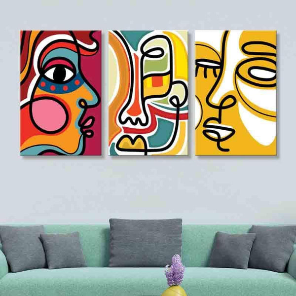 Buy Wall Art & Paintings - Many Faces Wall Art - Set Of Three at Vaaree online